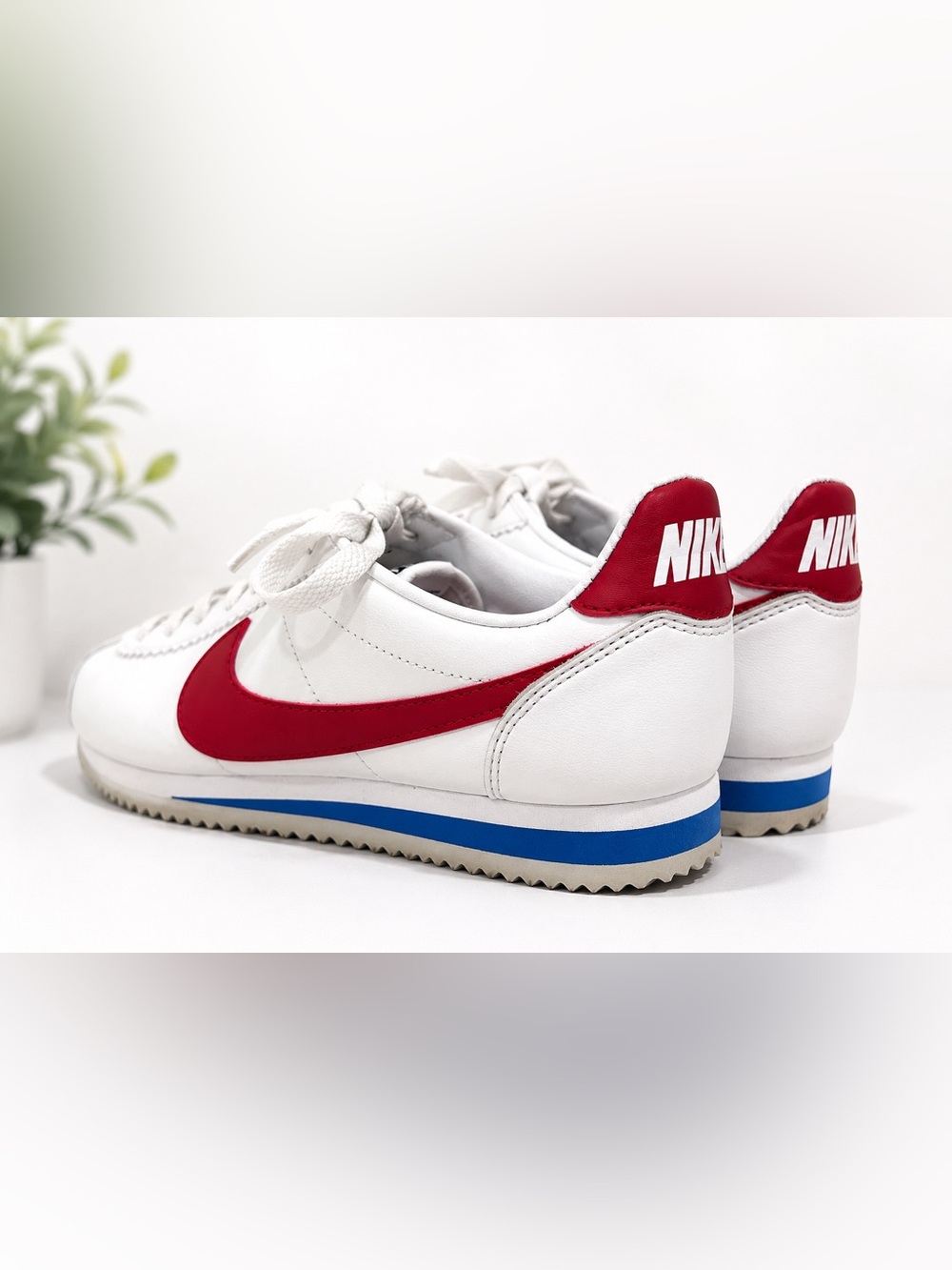 Nike Classic Cortez Forrest Gump Leather Sneakers White Varsity Red Blue